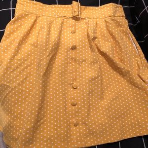 Beautiful yellow with white polka dots skirt